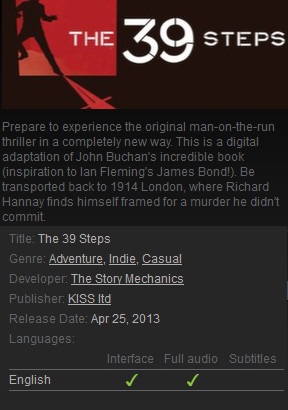 The 39 Steps Steam - Click Image to Close